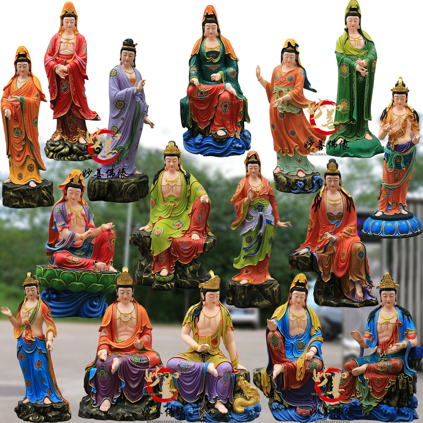 新款三十三观音神像树脂玻璃钢佛像33观音寺庙佛像摆件三十三观音