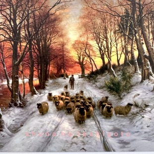 「SHUNA」白雪群山和远方的家 德国原版圣诞插画明信片新年氛围感