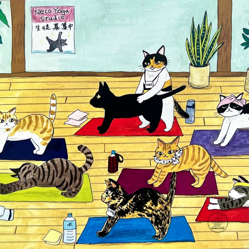 京都猫町物语明信片治愈插画