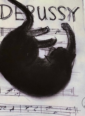 「SHUNA」英国原版TBM贺卡8 德彪西与黑猫酒吧 圣诞新年生日