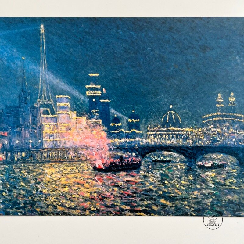 「SHUNA」巴黎塞纳河的璀璨夜景 法国印象派风景画原版明信片