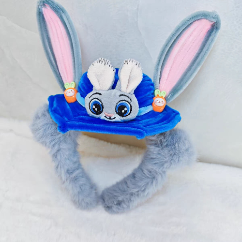 朱迪兔子发箍毛绒发圈疯狂动物发绳卡通头绳警官帽侧边夹发夹