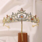 欧美时尚 钻石金色公主婚纱礼服超闪水晶新娘发冠头饰公主皇冠 新款