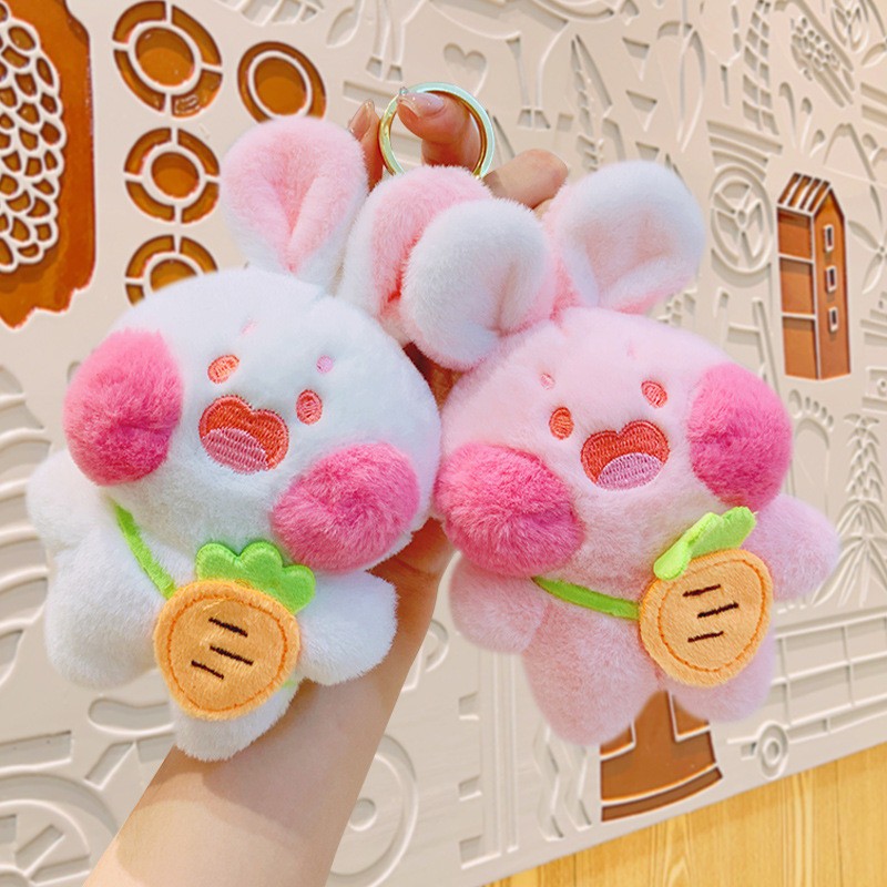 毛绒腮红兔书包背包挂件挂饰礼品玩偶娃娃礼物钥匙扣可爱公仔