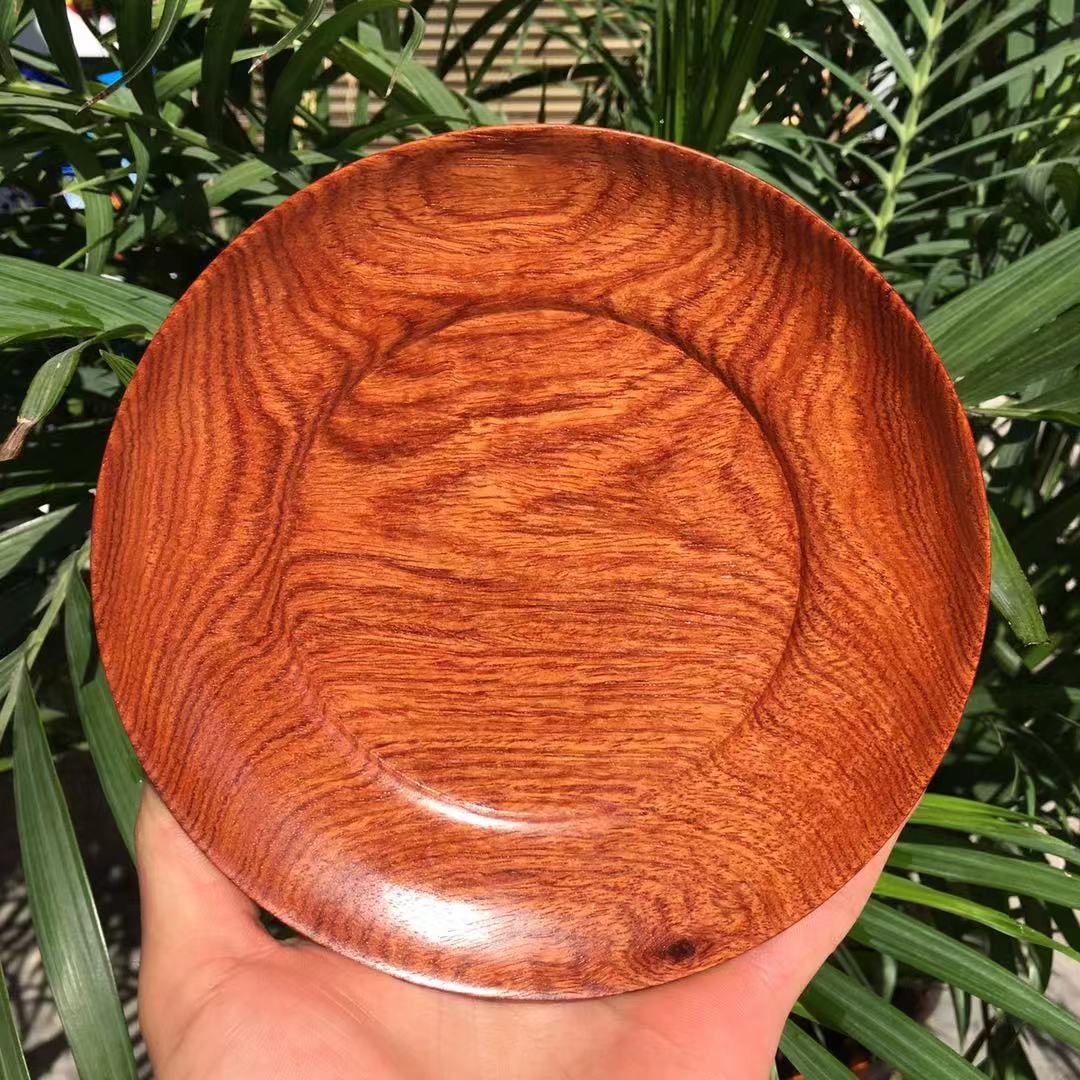 红木水果盘缅甸紫檀储物实茶杯