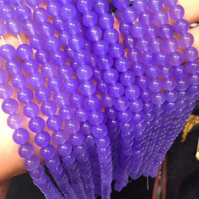 紫罗兰色紫玉髓散珠半成品圆珠串珠水晶配珠隔珠