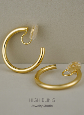 经典素圈博主INS简约高级欧美金属耳圈蚊香盘耳夹潮耳饰无耳洞女