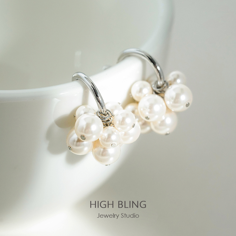 博主同款珍珠云耳饰新中式温柔