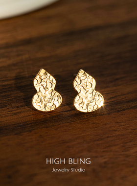 碎碎冰1cm迷你金色葫芦新中式福禄好寓意耳饰无耳洞女蚊香盘耳夹