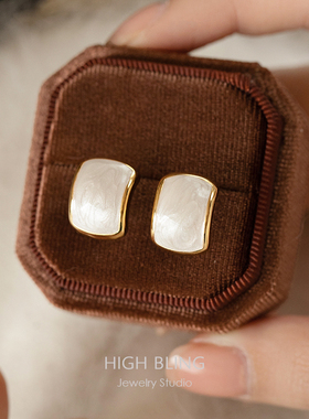 秋冬油画风百搭珐琅滴釉耳饰蚊香盘耳夹耳钉无耳洞女高级感轻奢