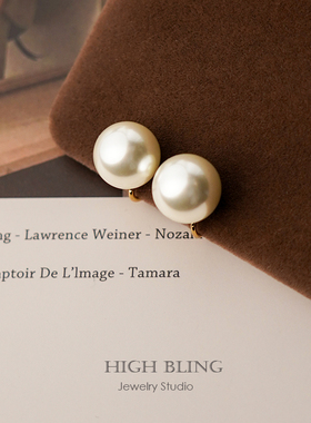 赵露思许妍同款高品质轻奢珍珠无耳洞女蚊香盘耳夹耳饰钉复古高级