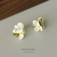 栀子花耳钉超仙清新甜美耳环女蚊香盘耳夹无耳洞女耳饰设计感百搭
