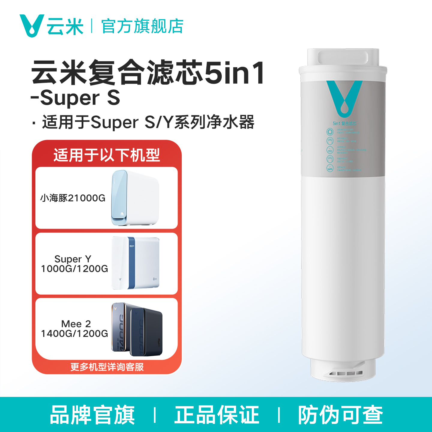 云米净水器滤芯5in1复合滤芯Super s适配小海豚2 1000G Mee 2