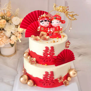 小型婚礼 双层婚礼蛋糕 订婚求婚 浪漫结婚用蛋糕