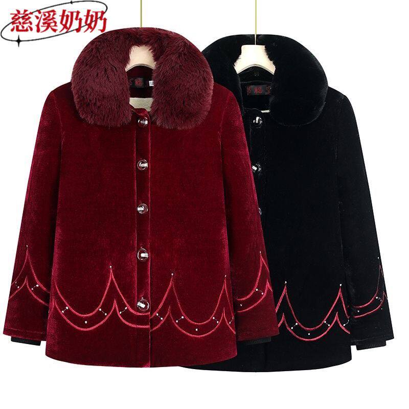 奶奶装冬装金丝绒棉衣套