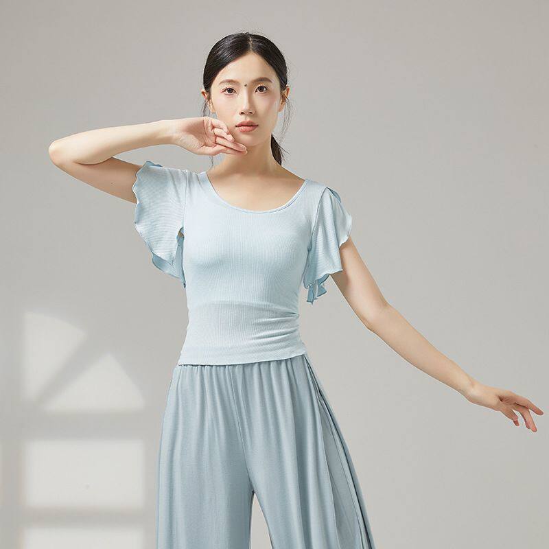 现代舞蹈服短袖上衣女中
