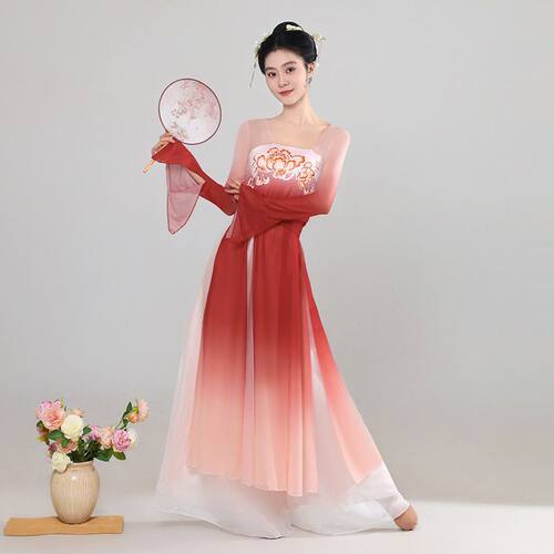 古典舞蹈服女飘逸渐变色
