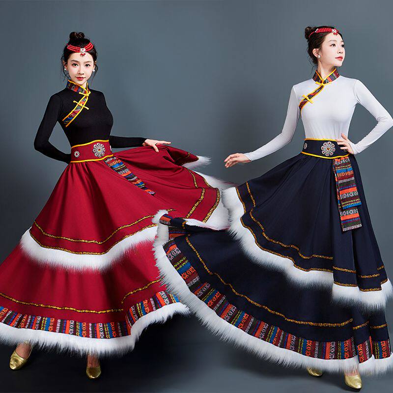 藏族舞蹈服装半身裙女成
