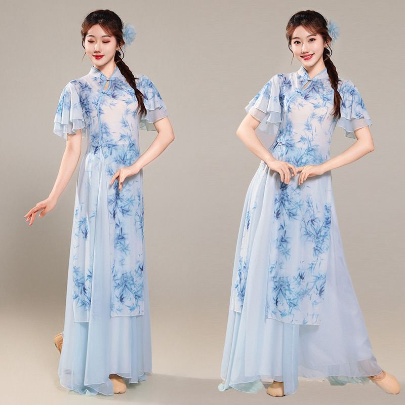 新款古典舞中式旗袍纱衣