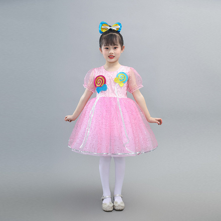 儿童糖果色表演服美丽的