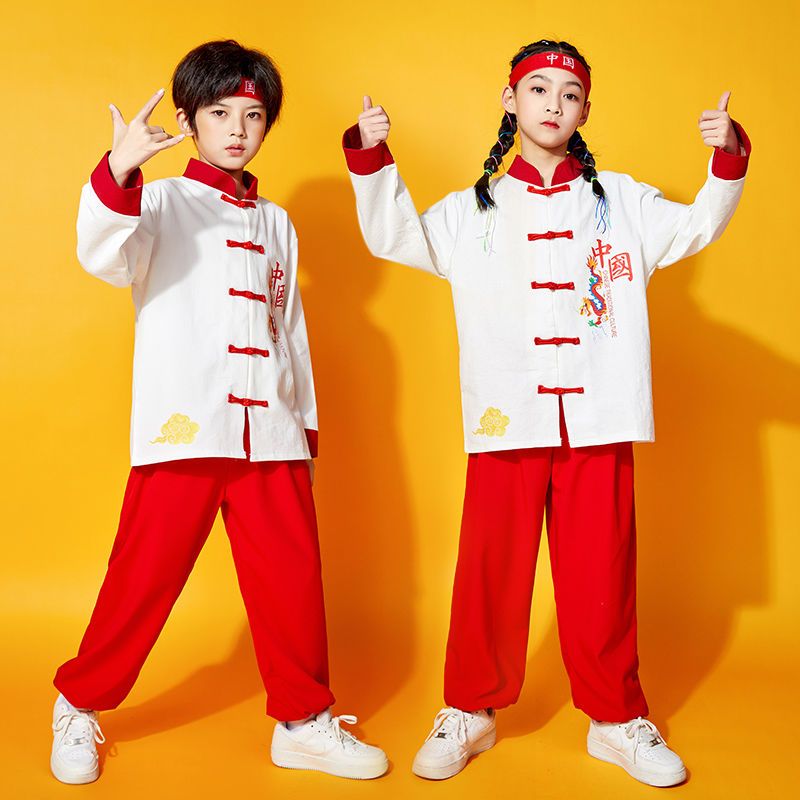 儿童表演服少年功夫中武术服装小学生运动会啦啦队演出服国风