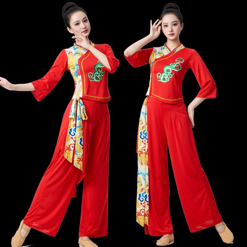 陕北民族风传统腰鼓服秧