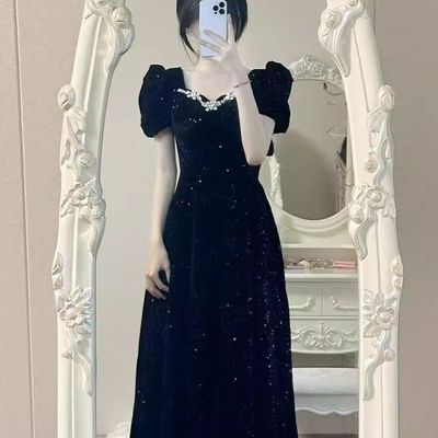 黑色晚礼服裙女宴会气质