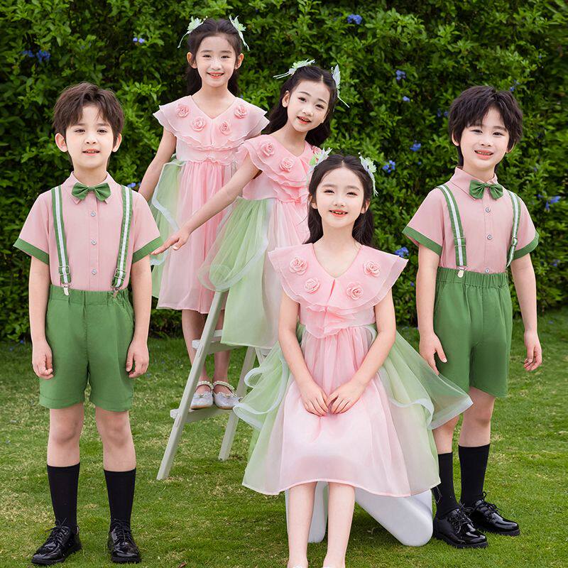 六一儿童节表演服装朗诵比赛演出服2025新款女童主持人礼服毕业照