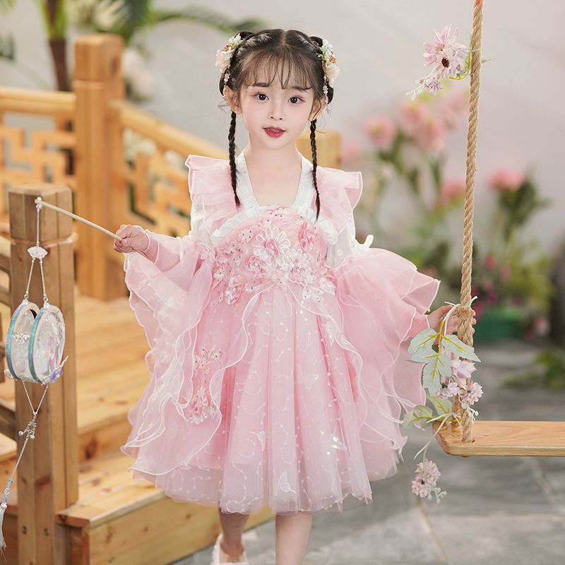 女童汉服夏季国潮古装超仙中国风唐装公主裙女孩裙子儿童连衣裙夏