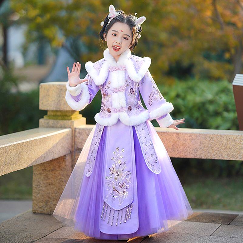 汉服女童拜年服夹棉加厚