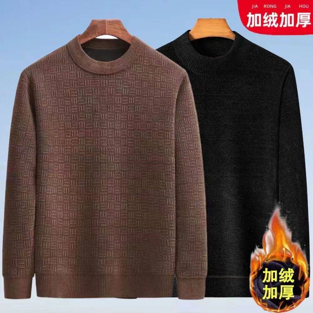 中年爸爸冬装雪尼尔圆领