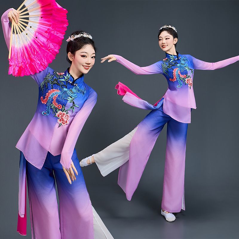 秧歌演出服女成人扇子舞