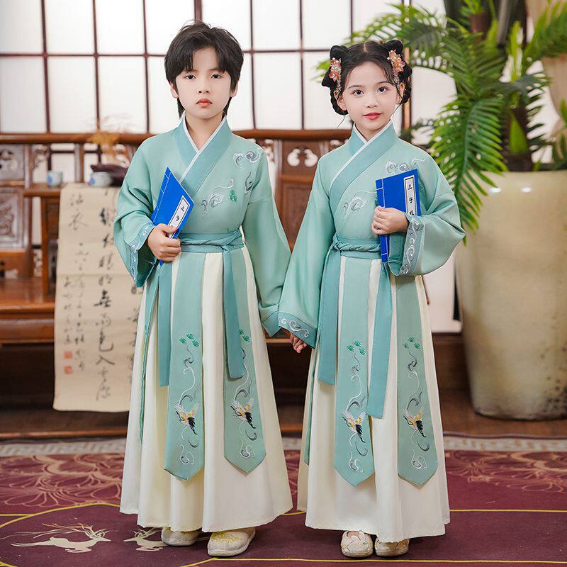 汉服男童国学服中国风古装书童服装三字经第子规儿童演出服小学生