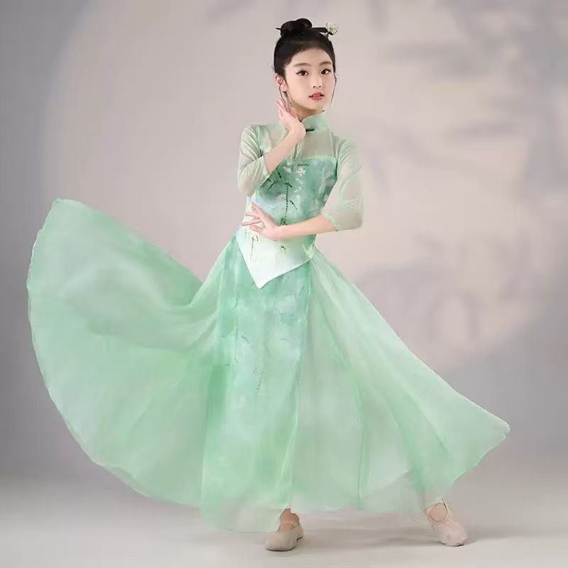 古典舞蹈服儿童飘逸绿色