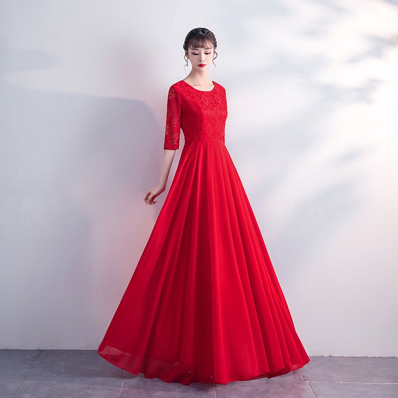 大合唱演出服女长裙中老