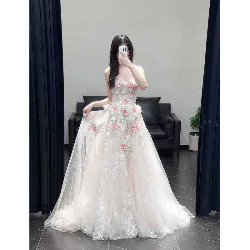 在逃公主法式晚礼服裙女