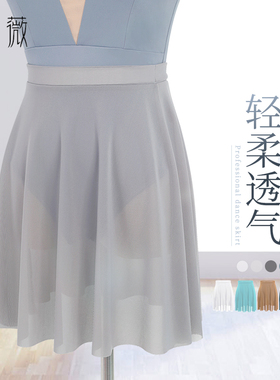 舞蹈纱裙女半身裙遮挡裙舞蹈服围裙成人形体芭蕾舞练功服黑色短裙