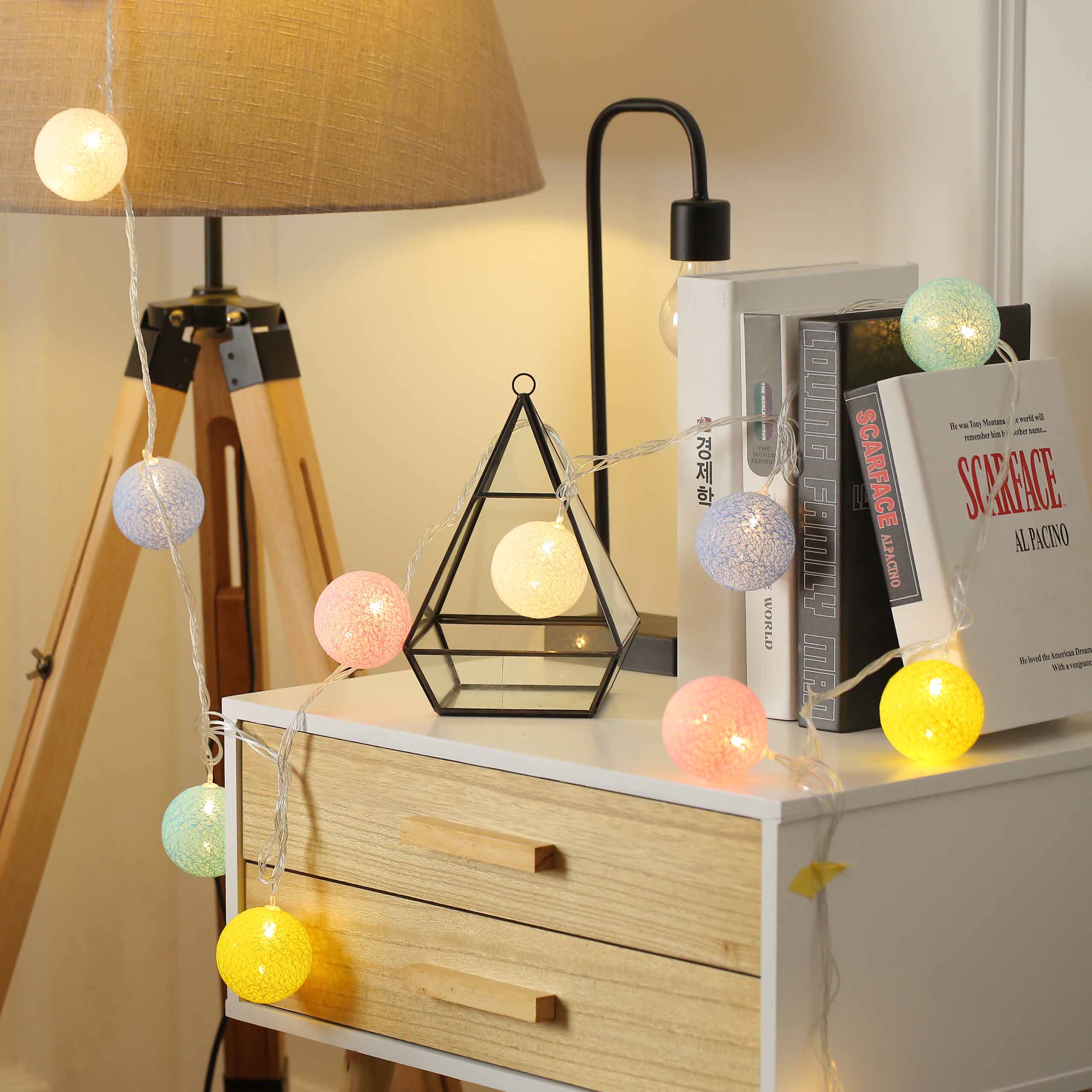 泰国手工棉线球led小彩灯串灯少女心卧室寝室房间装饰ins小灯泡