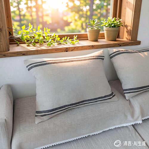 亚麻腰枕套粗纤维麻布印花沙发靠枕套抱枕套35x50cm不含芯