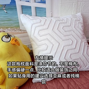 外贸绣花抱枕套靠垫套45X45CM竹节面料立体镶带刺绣