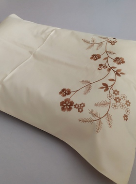 外贸纯棉枕套绣花枕套刺绣枕头套50X75CM50X90CM雅兰色