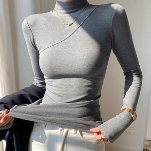 base layer grey thermal turtleneck winter wear shirt women