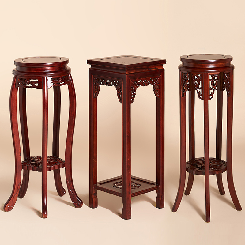 实木花架客厅中式仿古绿萝榆木盆景架阳台室内多层古典红木落地架