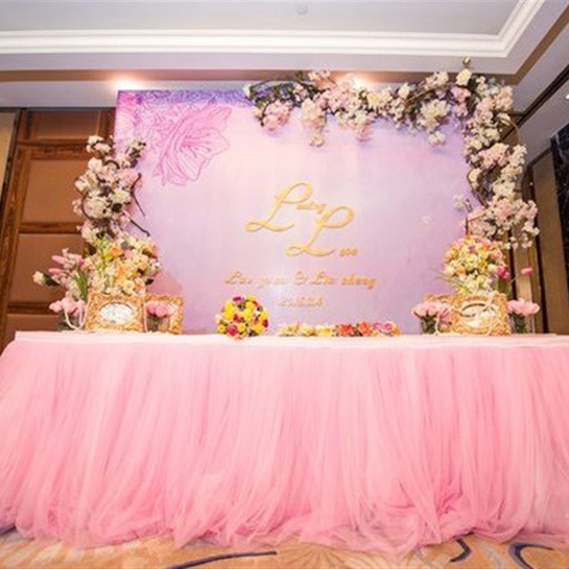 婚庆甜品台桌布蓬蓬喜庆周岁面料加厚冰丝红色儿童网纱台裙裙边