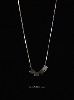 小众设计小方块设计项链