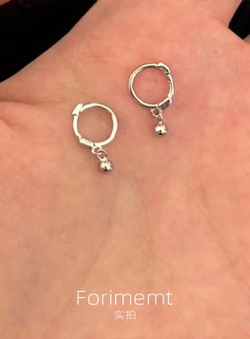 S925纯银mini小银豆耳圈女养耳洞睡觉不用摘小众设计感百搭耳骨钉