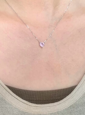 S925纯银mini爱心项链女粉色小众设计简约百搭时尚2025新款锁骨链