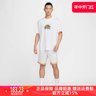 新款 Nike耐克男子2024夏季 篮球T恤宽松纯棉印花短袖 上衣HF6156