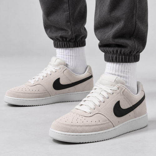 NIKE耐克男款 Court Vision Low FL运动休闲鞋山峰白/白色/黑色
