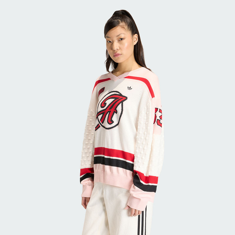Adidas阿迪达斯三叶草女装2026春季新款时尚V领卫衣套头衫KS6458